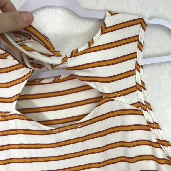 Green Envelope Tank Top XL Orange Striped Open Back Tie Stretch Soft Preppy - Picture 3 of 7